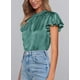 thumbnail image 5 of Blusa de Mujer PRETTYGARDEN de Satén con Volantes y Manga Corta Verde Aqua XXL, 5 of 6