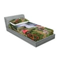 thumbnail image 2 of Mushroom Fitted Sheet & Pillow Sham Set, Enchanted Nature Pathway Butterflies Landscape Rocks, Decorative Printed 4 Piece Bedding Decor Set, Twin, Tan Green Red, by Ambesonne, 2 of 3