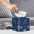 thumbnail image 6 of Logiee Tissue Box Cover 5X5X5'' PU Leather Tissue Holder Square Tissue Cube Box Organizer for Bathroom Vanity Countertop,Car,Night Stands,Office,Home,Kitchen (Dogs Riding Skateboard), 6 of 8