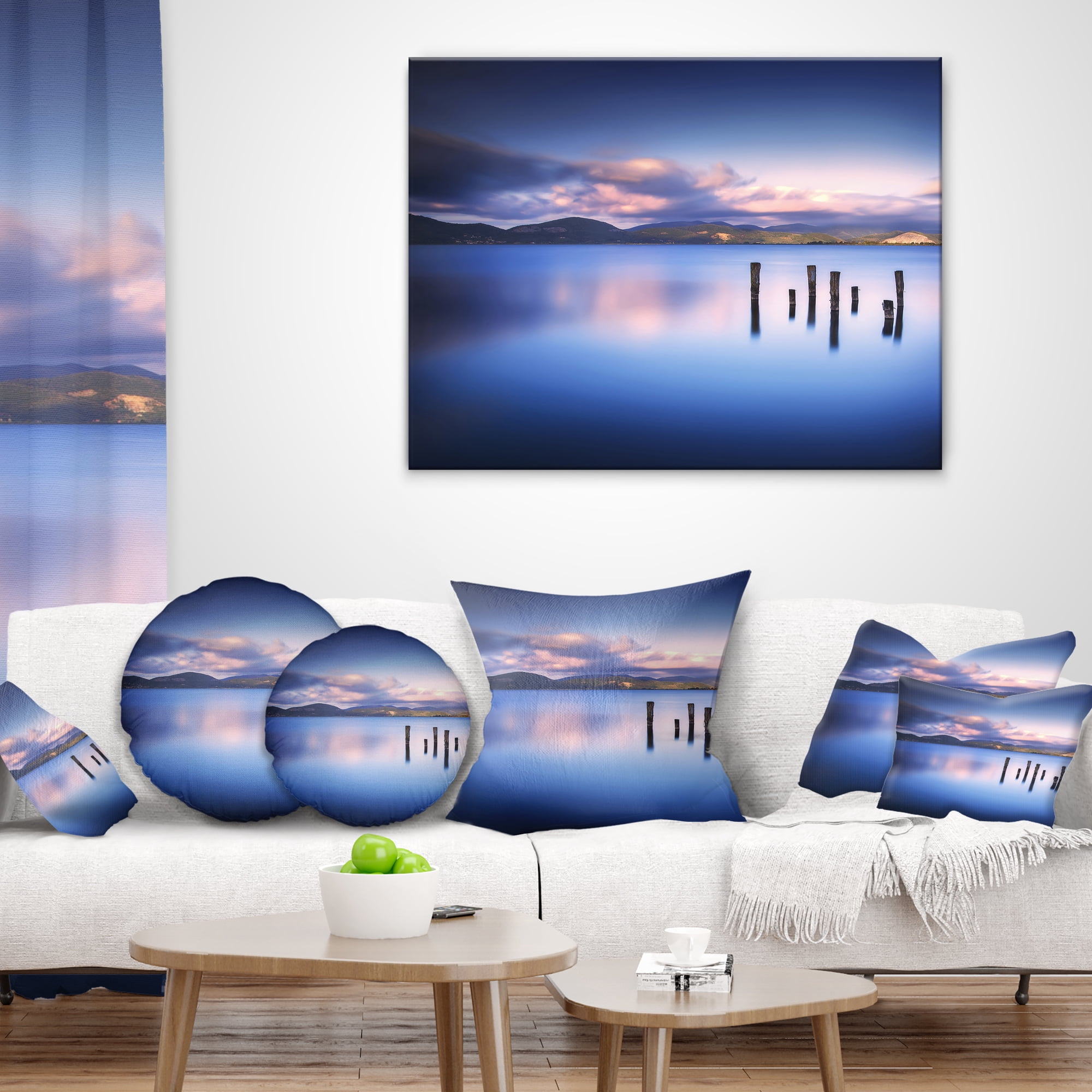 Designart Colorful Clouds at Sunset - Seascape Throw Pillow - 12x20