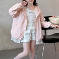 thumbnail image 6 of Vibrex Summer Gradient Color Casual Sun Protection Jacket Medium and Large Children's Thin Jacket Long Sleeve Hooded Top Suitable For Travel, Vacation, Summer Outdoor Activities_Pink_14-15 Years, 6 of 6