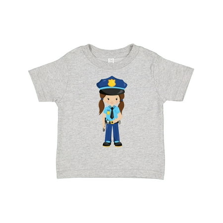 

Inktastic Police Girl Police Officer Cop Brown Hair Gift Toddler Toddler Girl T-Shirt