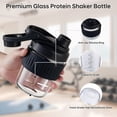 thumbnail image 2 of 12oz Glass Shaker Bottle for Protein, 2 Pack Small Borosilicate Glass Protein Powder Leak-Proof Cup Mixes with 304 Blending Ball(12oz,Black), 2 of 14
