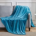 thumbnail image 2 of BEAUTEX Fleece Throw Blanket with Pompom Fringe, Aqua Flannel Blankets and Throws for Couch(50" x 60"), 2 of 7