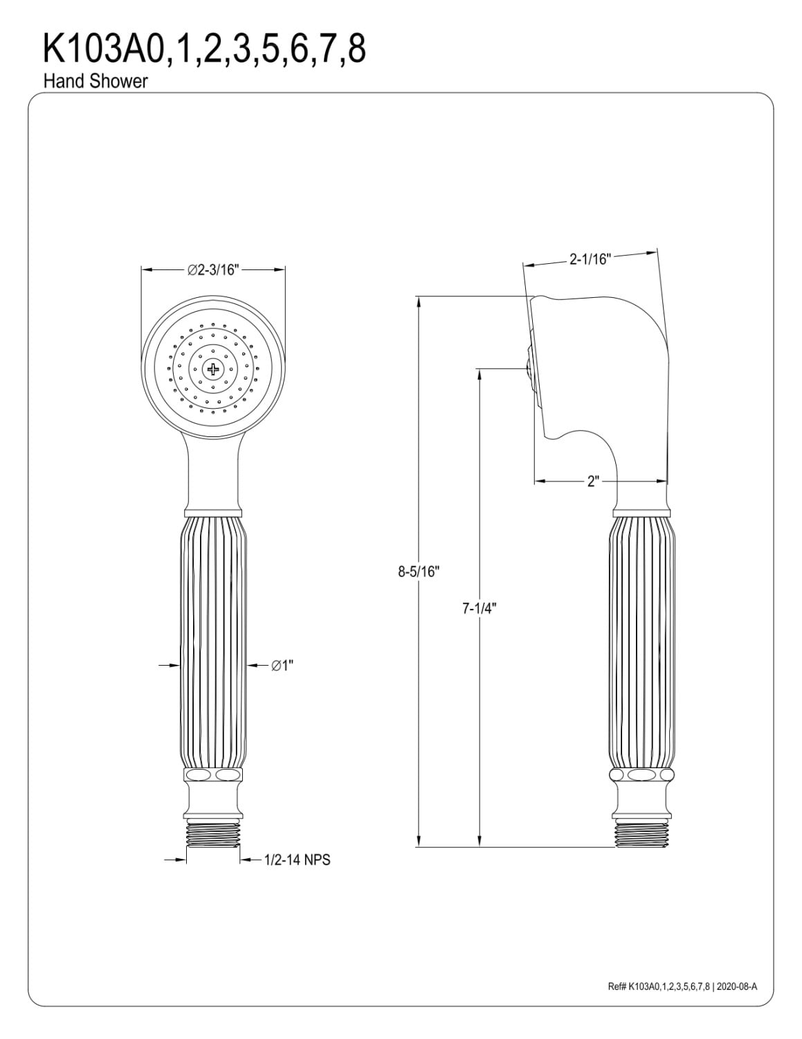 Kingston Brass K103A0 Restoration Hand Shower, Matte Black