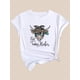 thumbnail image 4 of Camisetas de manga corta para mujer, camisetas de verano estampadas, cómodas, divertidas y casuales, para vacacionesChic Leopard Print Cow Head Graphic Tee for Women - Casual Fashion, Crew Neck, Sho, 4 of 8
