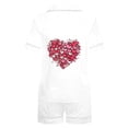 thumbnail image 4 of Fewfanhot Women's Valentine's Pajama Set - Printed Stand Up Collar Short Sleeved Top with Pockets & Shorts, Breathable Sleepwear, 4 of 5