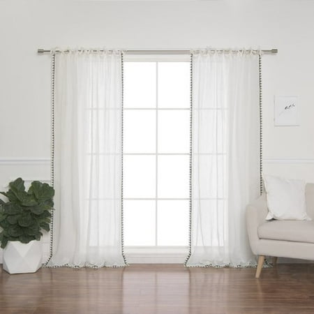 Best Home Fashion, Inc. Triangle Border French Linen Voile Solid Room Darkening Tab Top Single Curtain (Best Linen Shirts In India)
