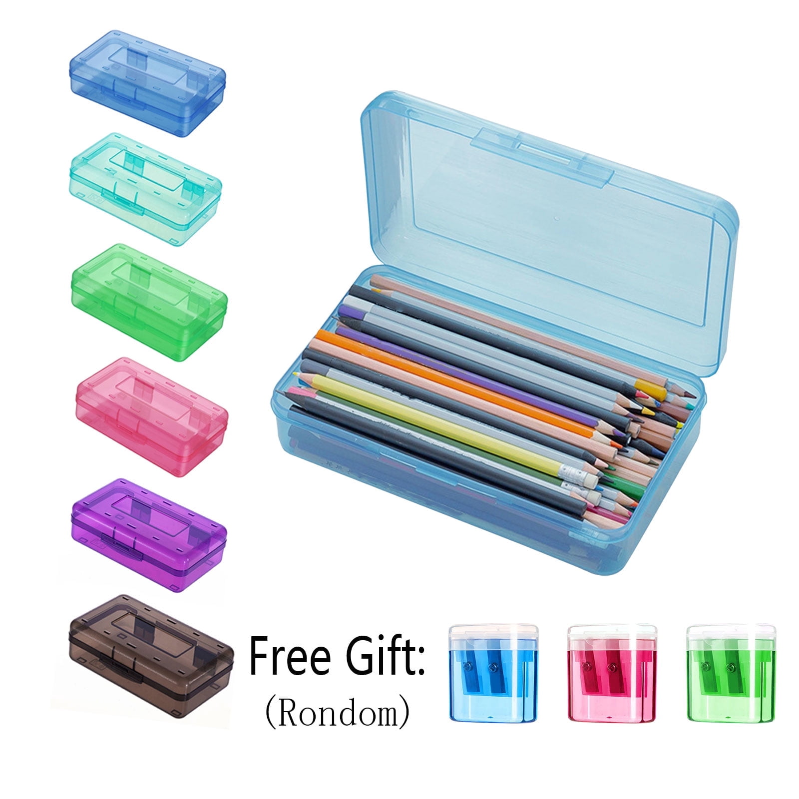 EGNMCR Pencil Box Large Capacity Plastic Pencil Case Boxes Hard Pencil Case Crayon Box with Snap-tight Lid Plastic Pencil Boxes Supply Boxes for Boys School Classroom C - Fall Savings Clearance