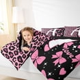 thumbnail image 3 of Erosebridal Leopard Print A Letter Twin Bedding Sets for Girls, Black Pink Bowknot Bedding Comforter Set, Black Reversible, 7pcs, 3 of 6