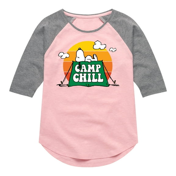 Peanuts - Camp Chill - Toddler And Youth Girls Raglan Graphic T-Shirt