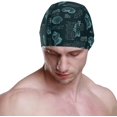 thumbnail image 2 of Wekity Swimming Cap Blue Seashells Seahorse Retro Style Unisex Adult Wekity Polyester, 2 of 4