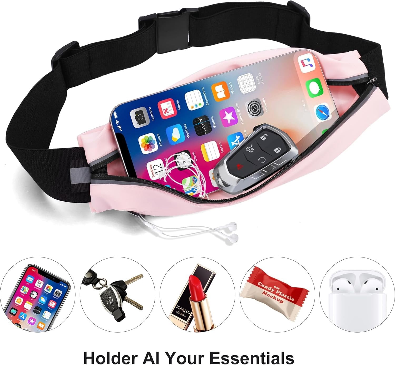 Running Belt Fanny Pack for Men and Women Slim Running Bag Phone Holder Runner  Belt Running Essentials Workout Fitness Light