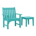 thumbnail image 2 of WestinTrends Malibu Outdoor Patio 2-Piece HDPE Adirondack Garden Chair with Square Adirondack Side Table Set, Turquoise, 2 of 15