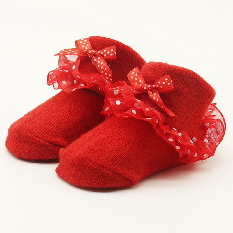 Baby Girl Tutu Socks Bow Lace Newborn Infant Frilly Sock Cotton Short