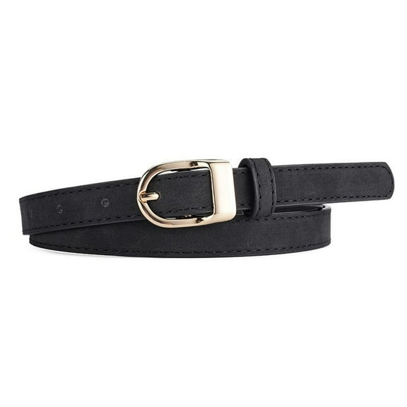 SWSMCLT Women's Skinny Belt Fashion Belt For Dress Spring Faux Leather Travel Summer Fall D Ring Buckle Winter Black Small-Large