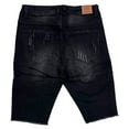thumbnail image 6 of Crysp Denim Men's Distressed Rip & Repair Patch Skinny Fit Denim Jean Shorts (28, Black), 6 of 7