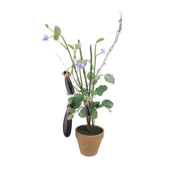 A & B Home 30" Egg Plant Artificial Bush in Terracotta Pot - Purple/Green
