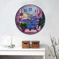 thumbnail image 2 of Yayeee Wall Clock Battery Operated 11.9" Silent Quartz Non-Ticking for Living Room Decor, Purple Window Scene, 2 of 8