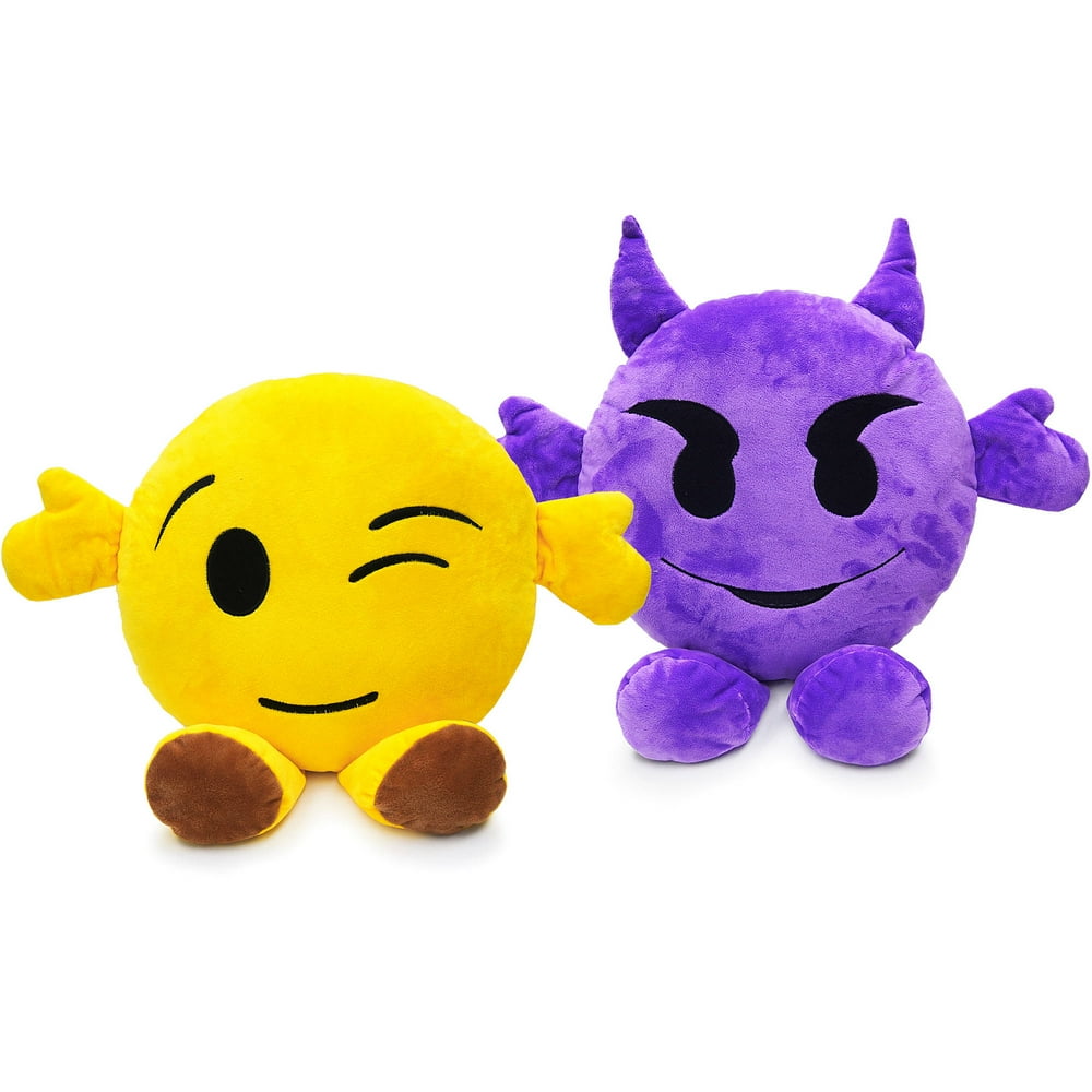 Emoji Pillow Doll, Pack of 2, Wink and Devil