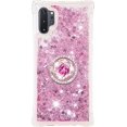 thumbnail image 2 of Glitter Clear Sparkly Bling Case for Samsung Galaxy Note 10+ Plus, Rugged Shockproof Flowing Liquid Floating Cover Women with Ring Holder Case for Samsung Galaxy Note 10 Plus  Rose Gold, 2 of 14
