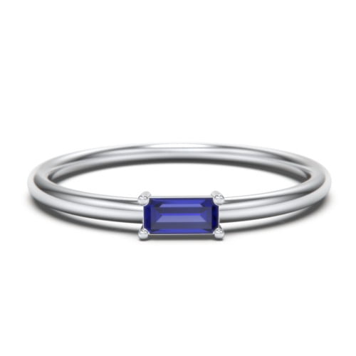 Bague Empilable Bague Bague Bague Pierre de Naissance - Saphir Bleu (Septembre)