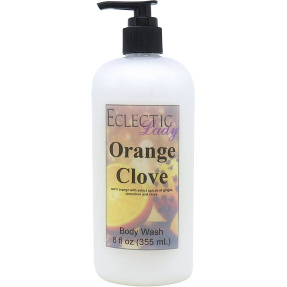 Orange Clove Body Wash by Eclectic Lady, Liquid Shower Gel for Women and Men, 16 Ounces
