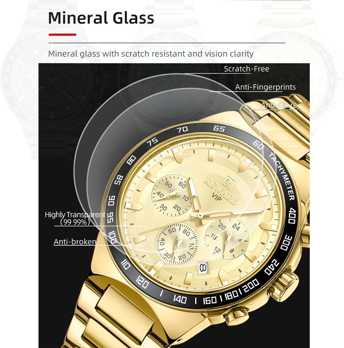 2025 New Design REWARD VIP Business Watches for Men Stainless Quartz Wristwatches Chronograph Luminous Sport Wrist Watch