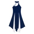 thumbnail image 5 of IEFIEL Womens Color Block Sleeveless Ballet Lyrical Dress Sheer Mesh Irregular Hem Modern Contemporary Performance Costume A Navy_Blue M, 5 of 7