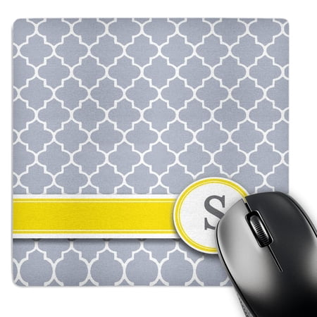 3dRose  Your personal name initial letter S - monogrammed grey quatrefoil pattern - personalized yellow gray  MousePad price history on PriceWatchPro