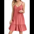 thumbnail image 2 of Vestido de Verano para Mujer 2025, Sin Mangas, con Tirantes Finos y Cuello en V, Informal, Estilo Swing. Coral S, 2 of 8