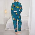 thumbnail image 5 of Disketp Pajamas Set Long Sleeve Sleepwear Womens Button Down Nightwear Pj Sets-Cartoon Transportations, 5 of 9