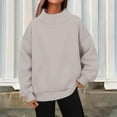 thumbnail image 2 of Tweang Womens Sweat Shirts No Hood Sweatshirt for Women Sweatshirt for Women Plus Size Fall Sweaters Women Oversized Hoodie Mock Neck Sweatshirt Fall Sweaters for Women Khaki 3xl, 2 of 4