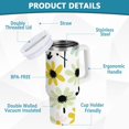 thumbnail image 2 of Yayeee 30oz Double-Wall Insulated Stainless Steel Tumbler with Handle Bottle, White Flower, 2 of 8