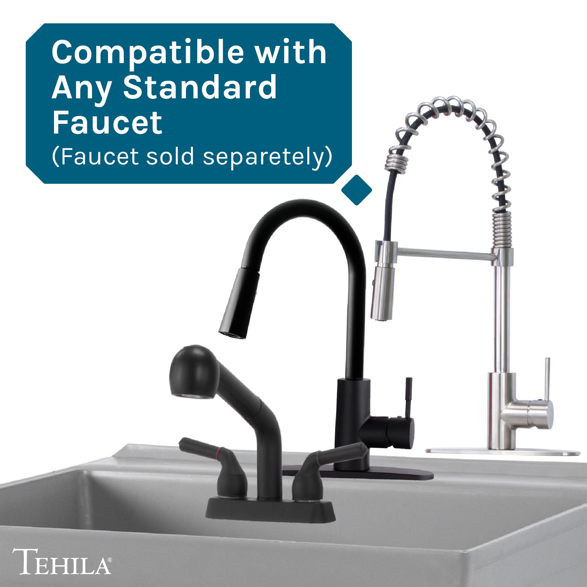 Tehila Wall-Mounted Gray Utility Sink with Drain Assembly Kit