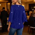 thumbnail image 6 of Qiggri Women Blouses Ruffle 3/4 Sleeve Sequin Top V Neck Double Layer Tunic Comfortable Tunic Dressy Casual Lightweight Summer Fall Outfit 2026 Fashion L, 6 of 7