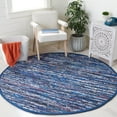 thumbnail image 2 of SAFAVIEH Rag Dania Striped Cotton Area Rug, Blue/Multi, 6' x 6' Round, 2 of 11