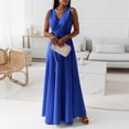 thumbnail image 2 of B91xZ Womens Oversized Sweatshirt Dress Sleeveless Halter Neck Ruffle Layed Chiffon Flowy Swing Long Midi Dress,Blue S, 2 of 5