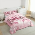 thumbnail image 4 of Manfei Girly Pink Bowknot Bedding Comforter Set for Teen, Princess Christmas Bow Twin Comforter Sets, Magic Snowflake Reversible Bedding Set, Ultra Soft Home Decor, 2 Pieces, 4 of 9