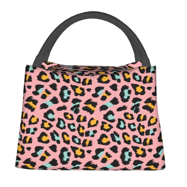 Fotbe Leopard Bolsa Térmica Portátil con Estampado, Bolsa de Entrega de Alimentos Aislada, Bolsa Reutilizable de Gran Capacidad para Comidas y Supermercado