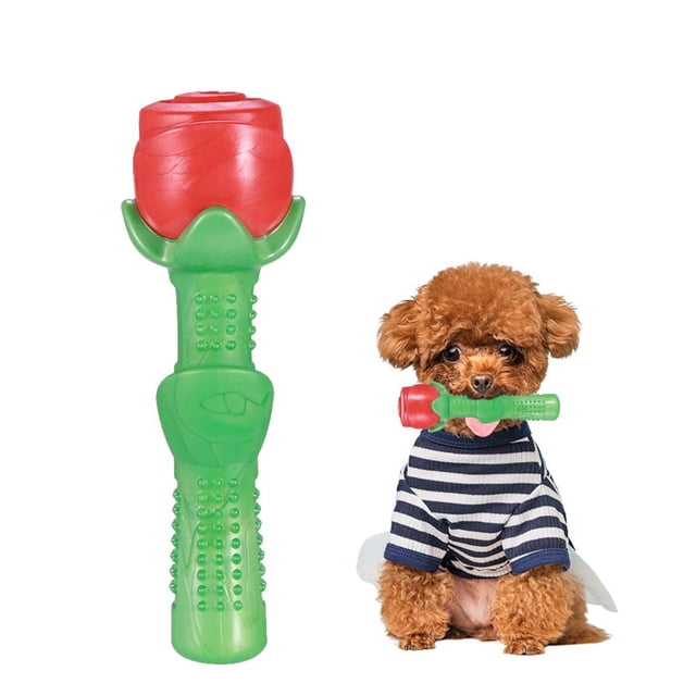 Greeniant Juguete de cepillo de masajeador de para mascotas con forma de flor de barra de para mascotas rosa Suministros para perros Greeniant PT001278-00