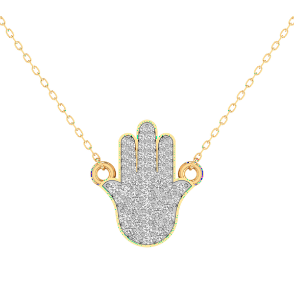 Moissanite Hamsa Hand Pendant Necklace in 925 Sterling Silver