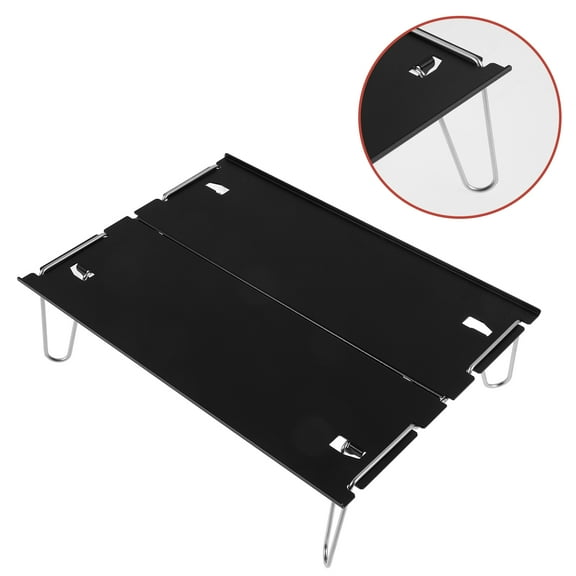 WEAVILUX Portable Camping Desk Folding Table Stainless Steel 1Pc Lightweight Black