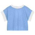 thumbnail image 5 of THDHVS Girls Shirts,Girls Short Sleeve Tops,Girls Motion Fashion Cut-out Design at the Back Round Neck Short Sleeve Top Blue 13-14 Years, 5 of 5