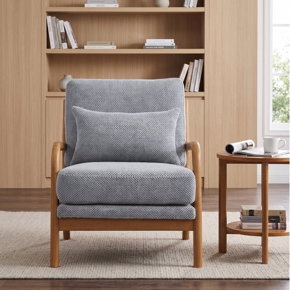 LLappuil Accent Chair, Mid-Century Modern Reading Single Sofa Chair for Living Room Light Gray
