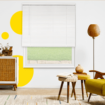 Grand White 31 in. W X 60 in. H Cordless Light Filtering Vinyl Mini Window Blinds with 1 in. Slats