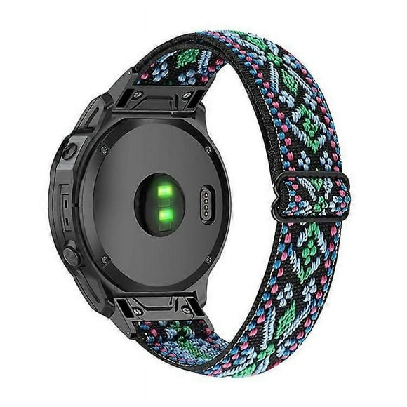 Compatible For Garmin Fenix Series 7/6 GPS/Epix/Fenix 5 Adjustable Watch Strap Elastic Nylon Bracelet Smart Watch Breathable Band Green