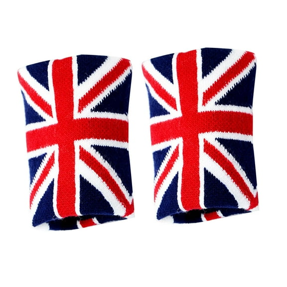 1pair Unisex Union Jack Pattern Blue Red White Wristband Sweatband Sport UK U2K6