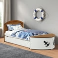 thumbnail image 4 of Furniture of America Badedu Kids 2-Piece Solid Wood Twin Captain Bed and Trundle Set, White and Oak, 4 of 7