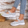 thumbnail image 4 of BOERTEU Women Hollow Knit Mary Jane Walking Flats, Wavy Elastic Strap Slip On Casual Shoes, Lightweight Non Slip Platform Daily Sneakers, 4 of 5